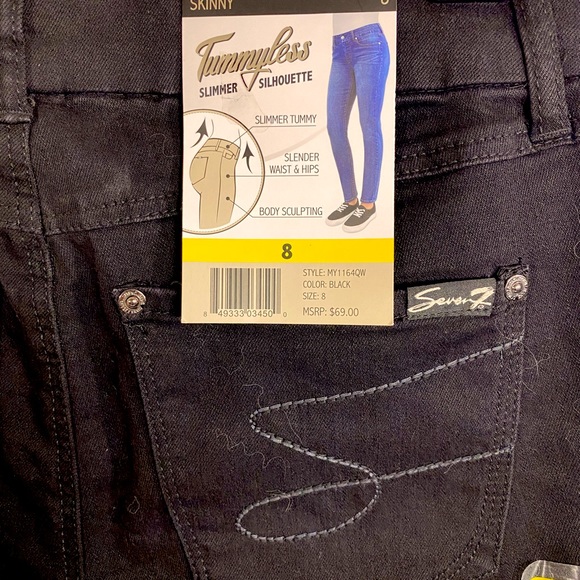 🔵 Seven 7 Black Tummy Control Stretch Jeans NWT - Picture 2 of 11